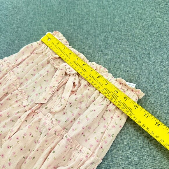 Pre-Owned‎ Vanilla Star Mini Shorts Skirt Floral Elastic Waist Pale Pink Ruffled - Picture 12 of 15